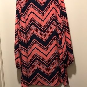 Navy and coral mini dress